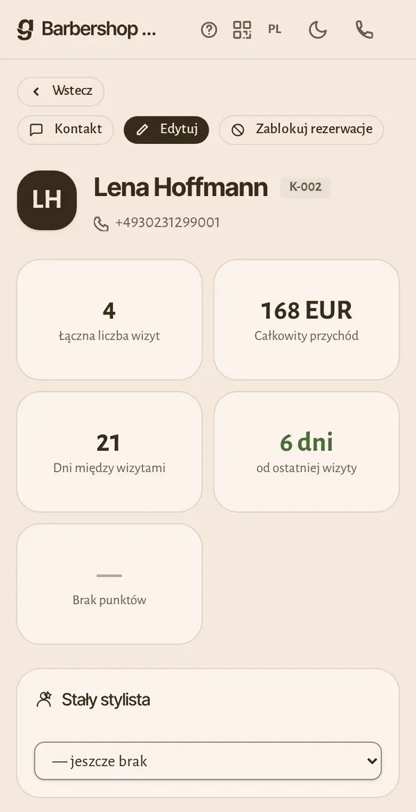 Kartoteka klientki w telefonie: wizyty, obroty i informacje, których potrzebuje Twoja branża.