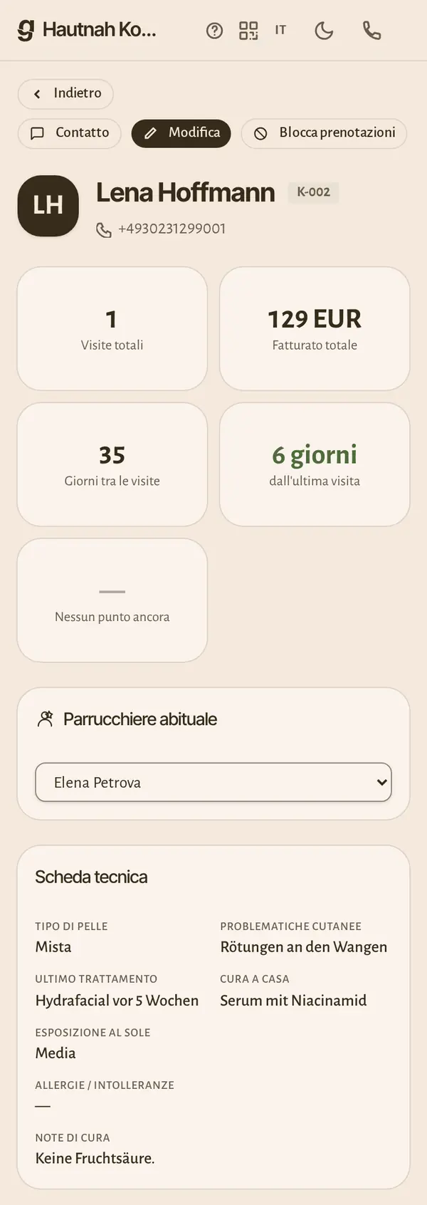 Lo schedario clienti sul telefono: visite, fatturato e i dati che servono al tuo settore.