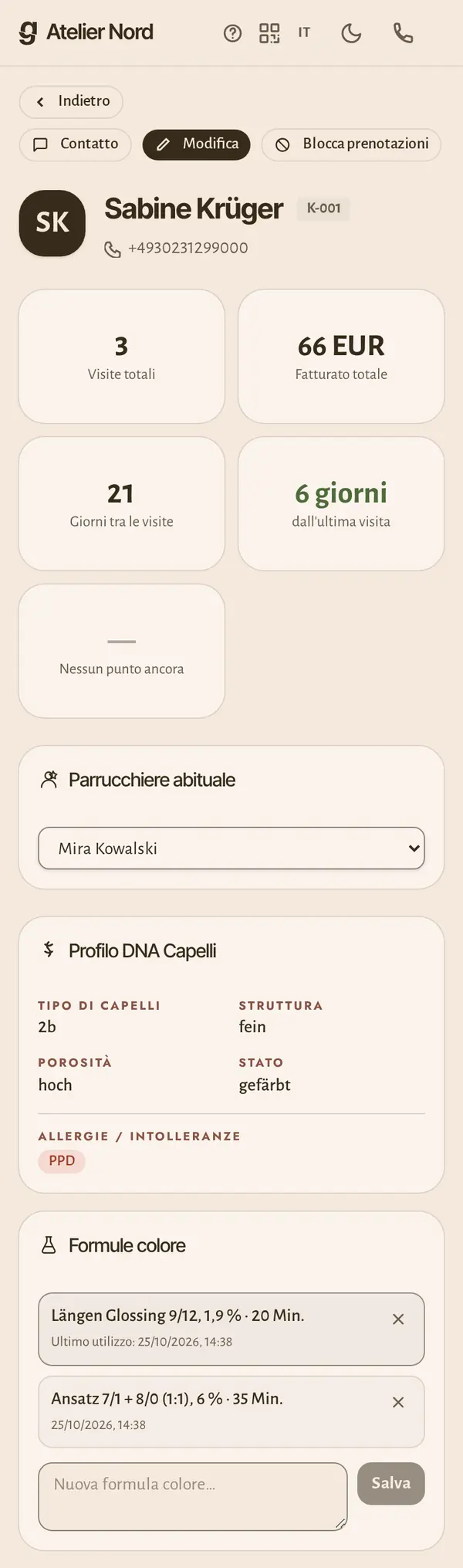 Lo schedario clienti sul telefono: visite, fatturato e i dati che servono al tuo settore.