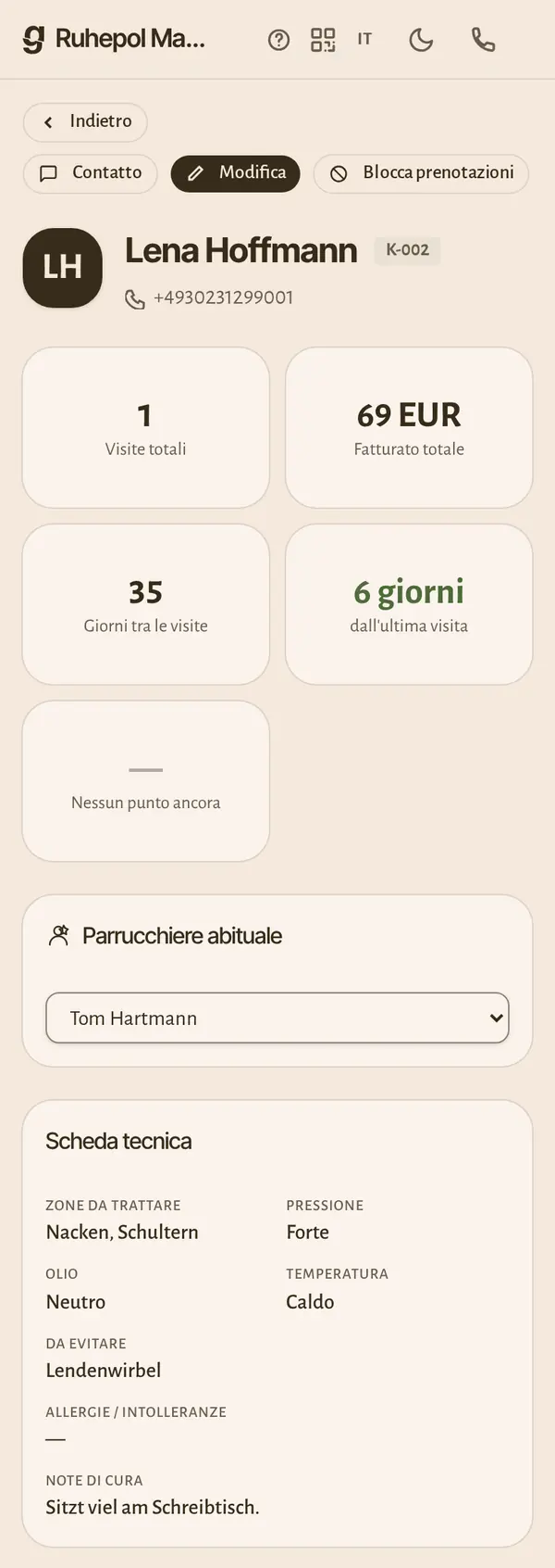 Lo schedario clienti sul telefono: visite, fatturato e i dati che servono al tuo settore.