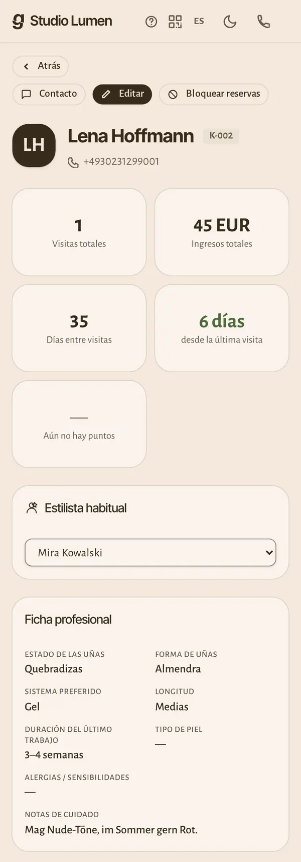 La ficha de clientes en el móvil: visitas, facturación y los datos que necesita tu sector.