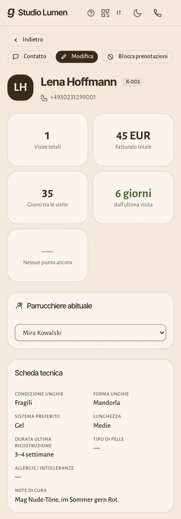Lo schedario clienti sul telefono: visite, fatturato e i dati che servono al tuo settore.